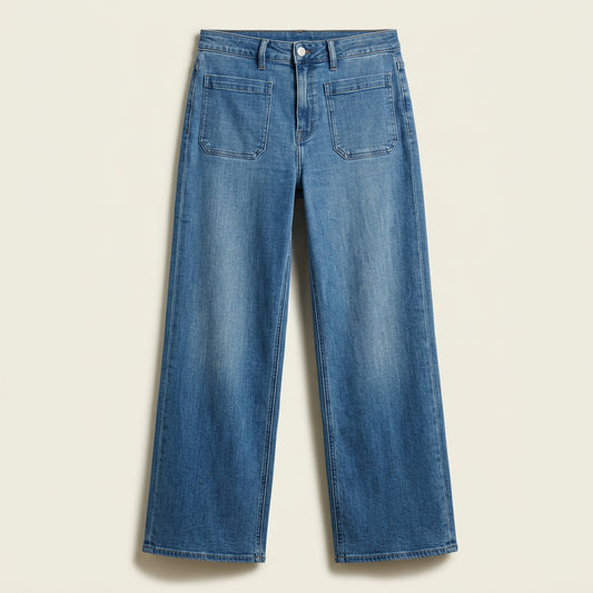 Quince Jeans Front Pockets Wide Leg Blue Ladies Size 30
