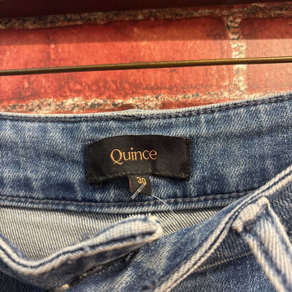 Quince Jeans Front Pockets Wide Leg Blue Ladies Size 30