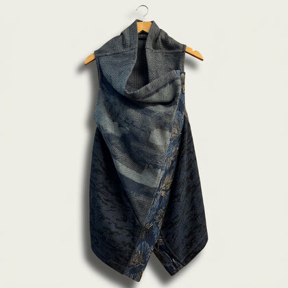 ANVRDIE Vest Midi Pattern Grey/Blue Ladies Size 1 (M)