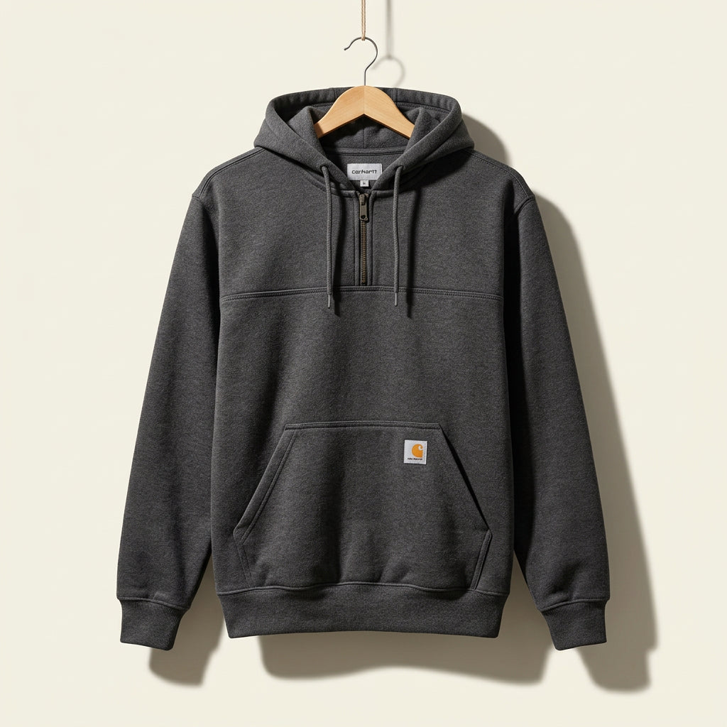 Carhartt Hoodie 1/4 Zip Grey Men’s Size S AS-IS (stains @ cuffs)