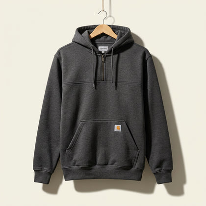 Carhartt Hoodie 1/4 Zip Grey Men’s Size S AS-IS (stains @ cuffs)