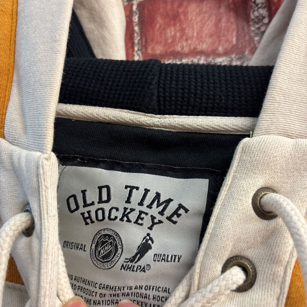 Old Time Hockey Bruins Lacer Hoodie Yellow/Black/White Men’s Size M
