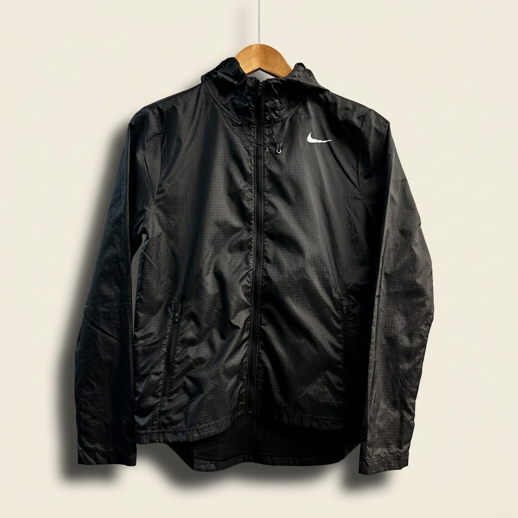 Nike Running Windbreaker Jacket Hood Zip Black Men’s Size XS