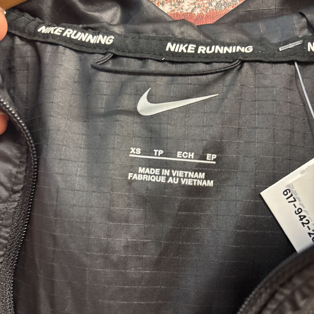 Nike Running Windbreaker Jacket Hood Zip Black Men’s Size XS