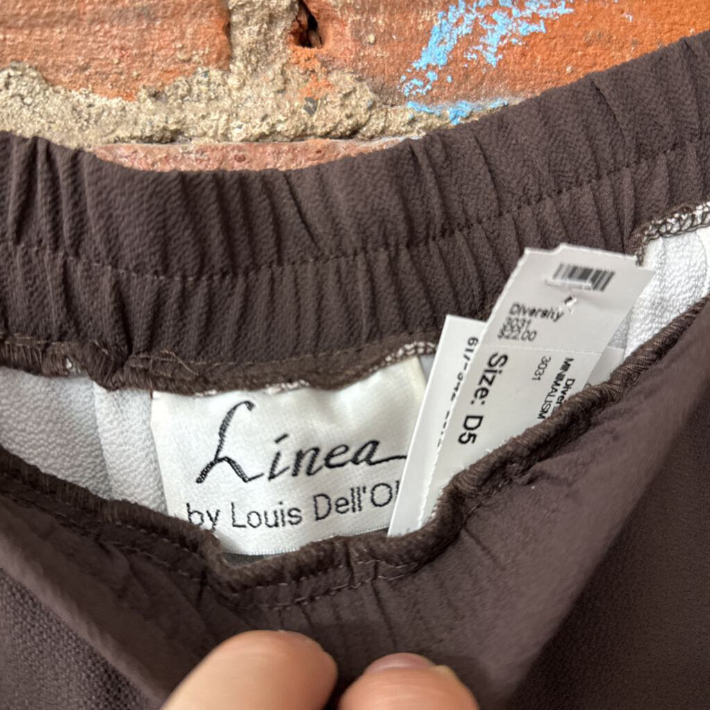 Linea Flowy Crepe Pants 2 Layers Brown/White Ladies Size MP