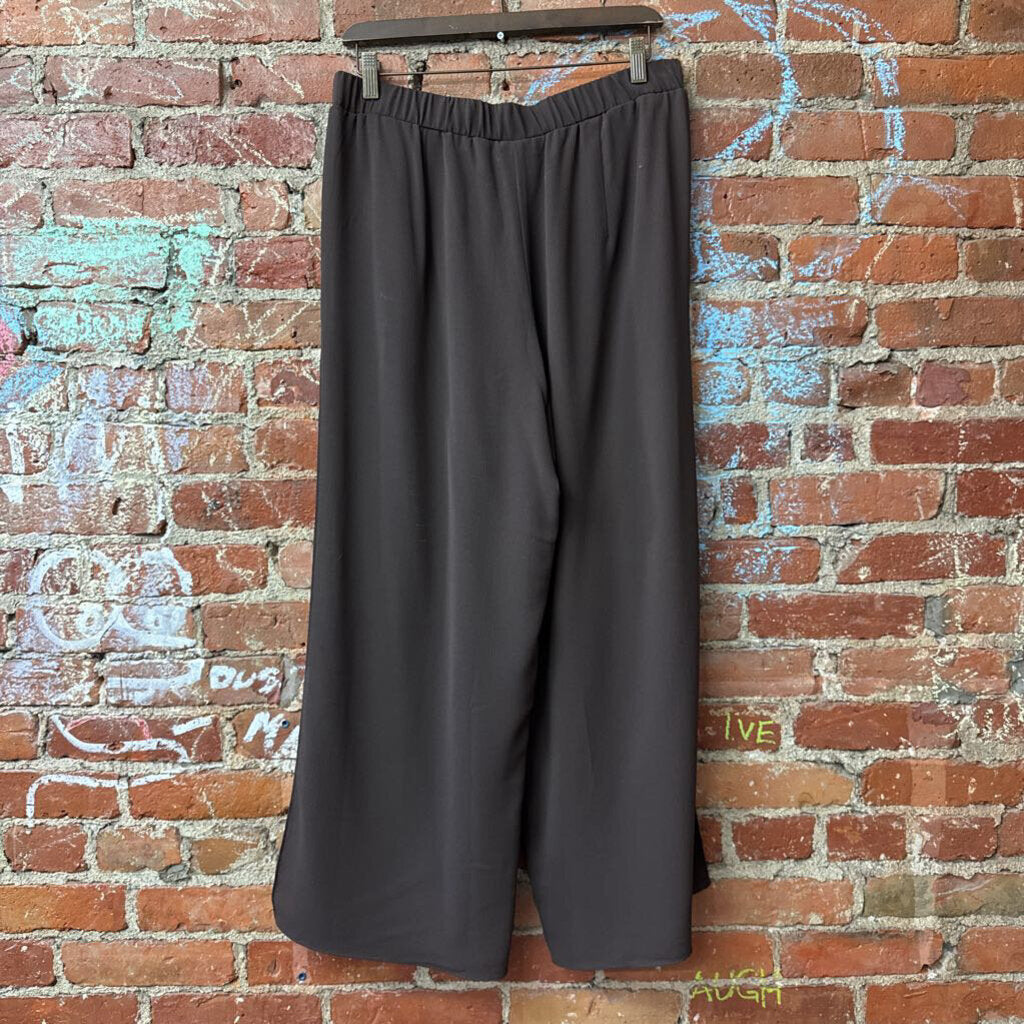 Linea Flowy Crepe Pants 2 Layers Brown/White Ladies Size MP