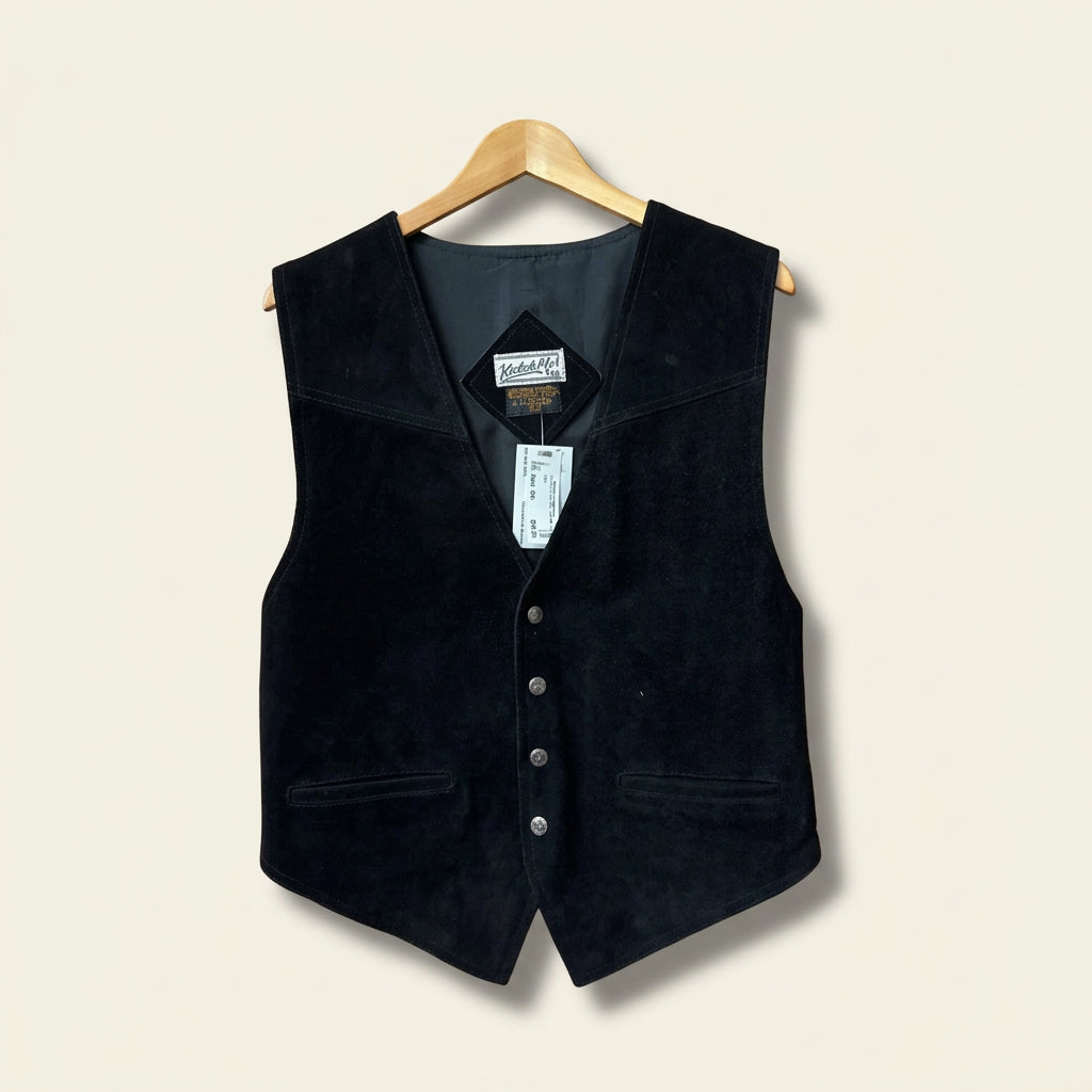 Vintage Katch Me Too Black Suede Vest Men’s Size L