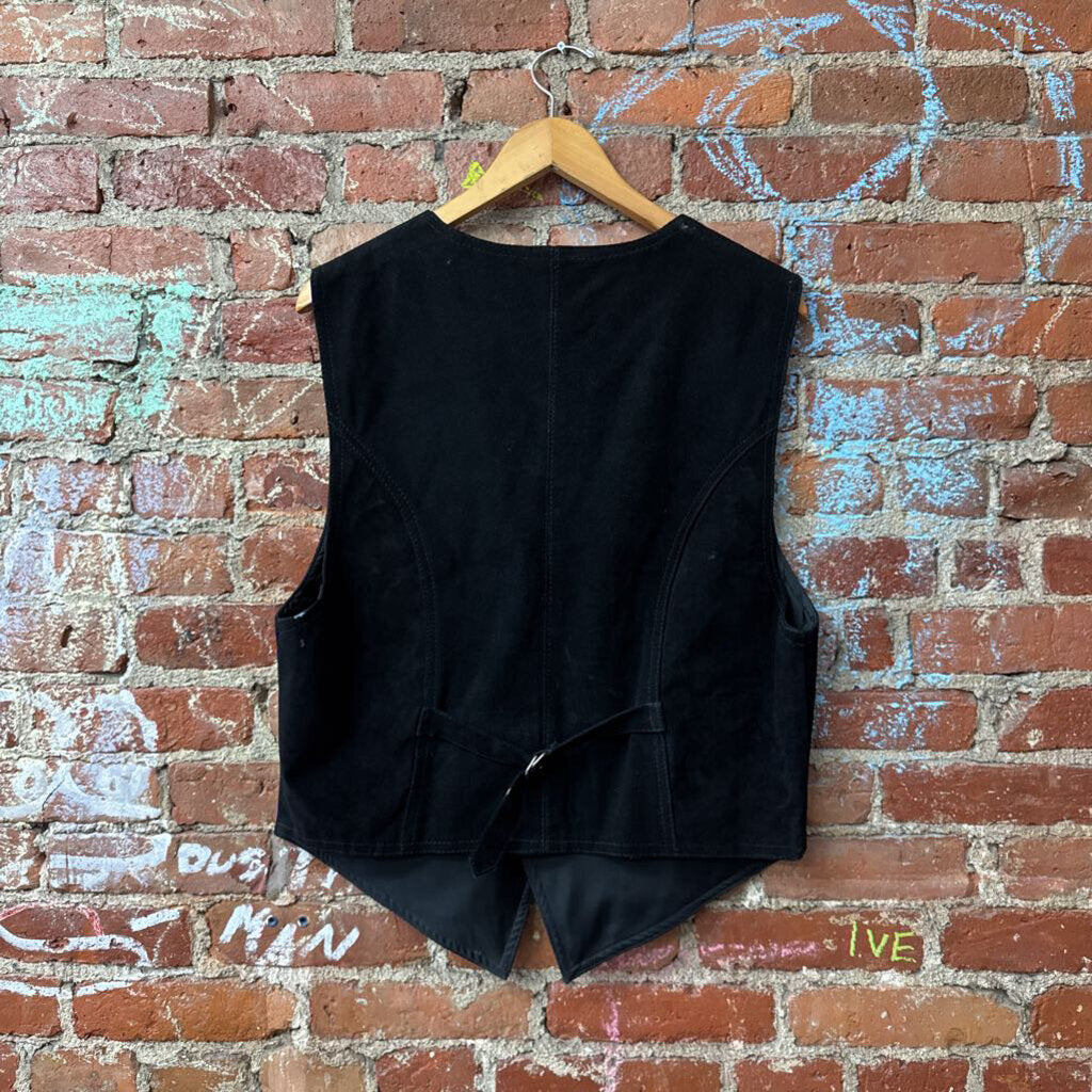 Vintage Katch Me Too Black Suede Vest Men’s Size L