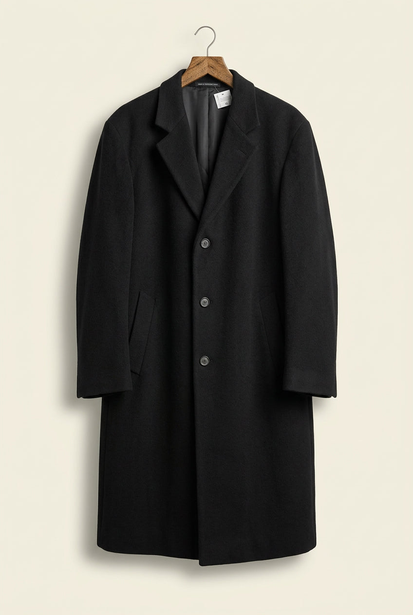 Vintage Oleg Cassini Black Wool Overcoat Men’s Size 46R