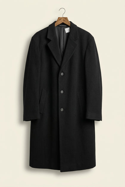 Vintage Oleg Cassini Black Wool Overcoat Men’s Size 46R