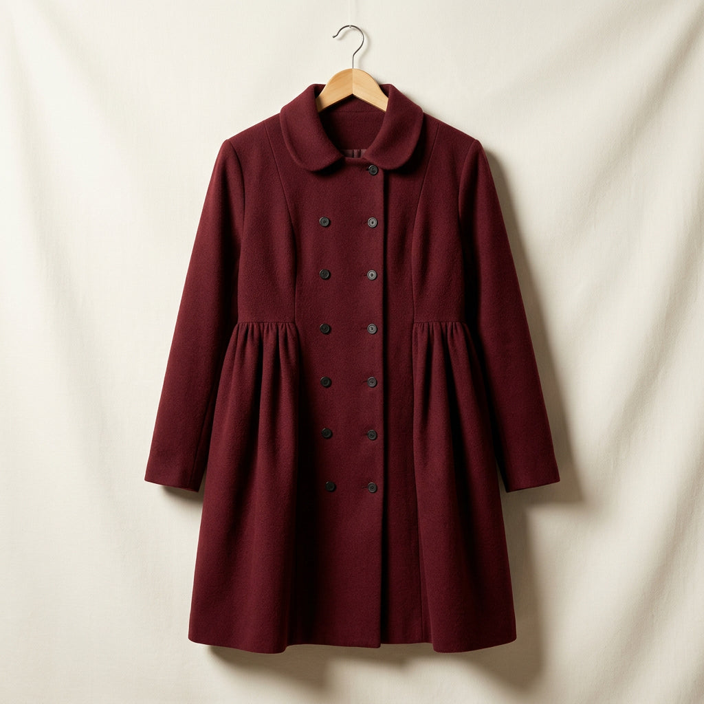 Vintage Street Life Red Wool Peplum Coat Ladies Size S