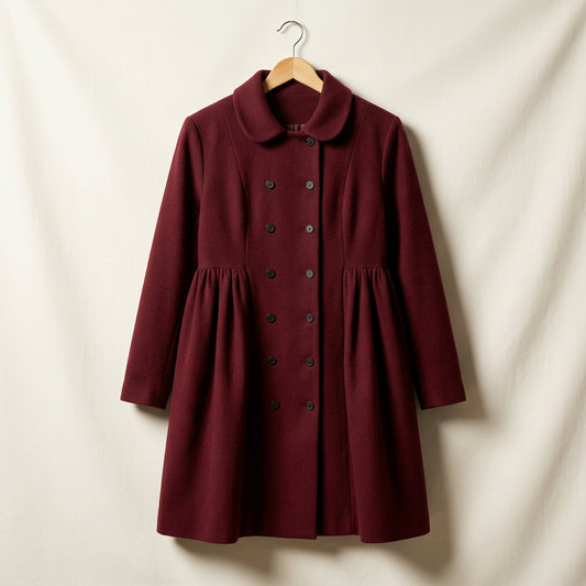 Vintage Street Life Red Wool Peplum Coat Size S