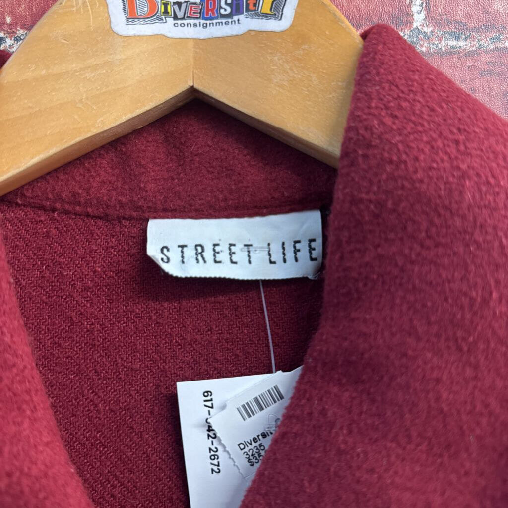 Vintage Street Life Red Wool Peplum Coat Ladies Size S