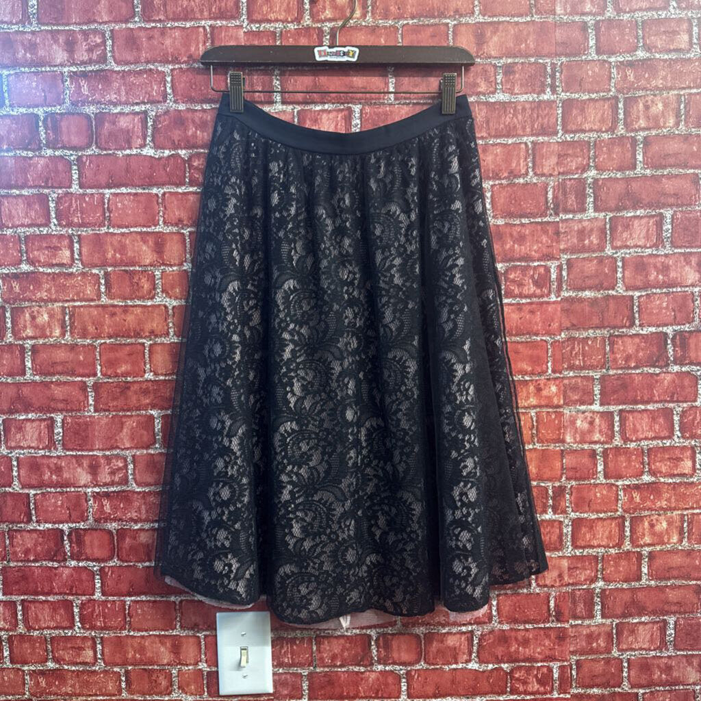 Express Midi Skirt Lace Mesh Black/Pink
