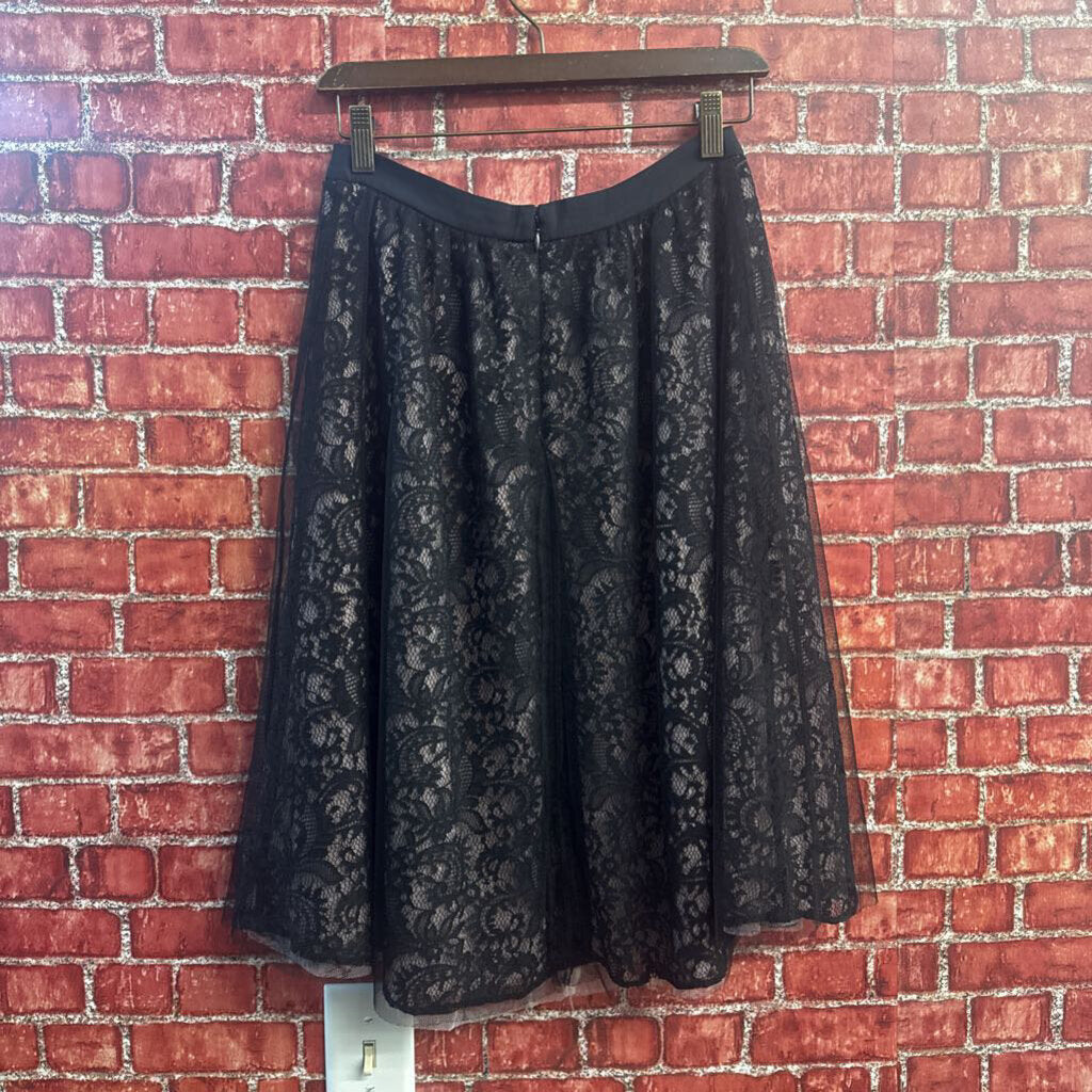 Express Midi Skirt Lace Mesh Black/Pink