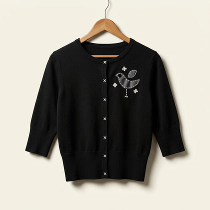 Mossimo Black Cardigan Bird Embroidered Men’s Size M