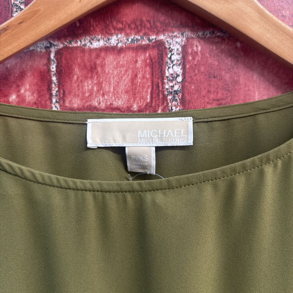 Michael Michael Kors Blouse 1/2 Sleeve Olive Size P/XS