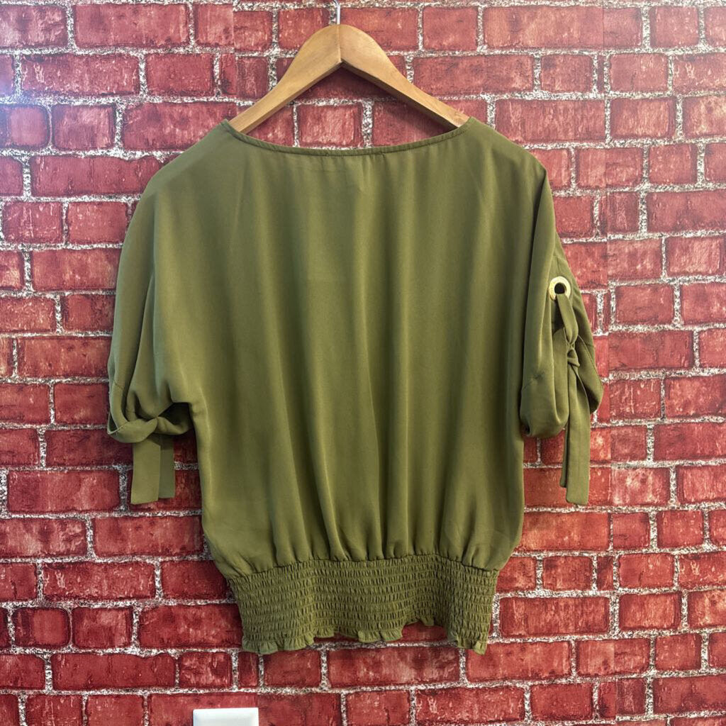 Michael Michael Kors Blouse 1/2 Sleeve Olive Size P/XS
