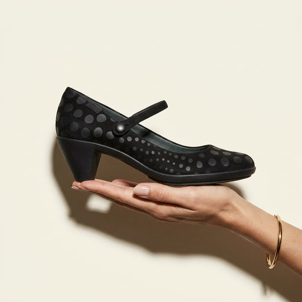 Camper Black Mary Jane Heels Polka Dot Size 38 (8L)