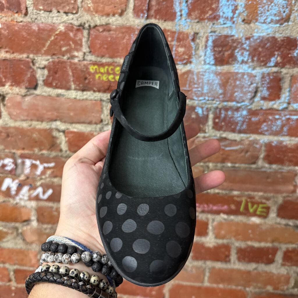 Camper Black Mary Jane Heels Polka Dot Size 38 (8L)