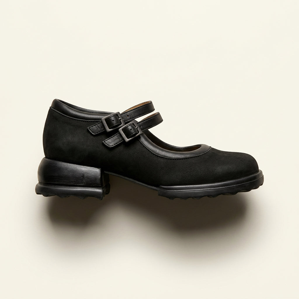 Vintage John Fluevog F/W 2018 Black Suede Mary Janes Size 38 (8L)