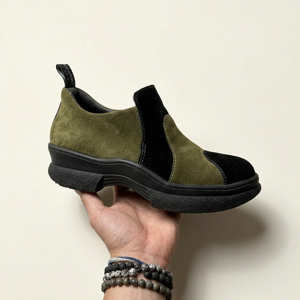 Giraudon Sport Green & Black Suede Shoes Size 38 (8L)