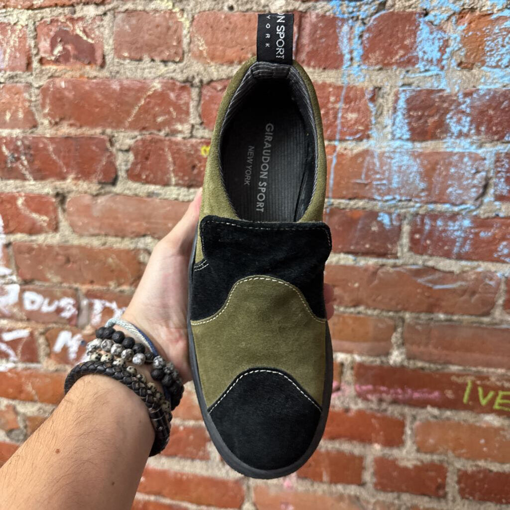 Giraudon Sport Green & Black Suede Shoes Size 38 (8L)