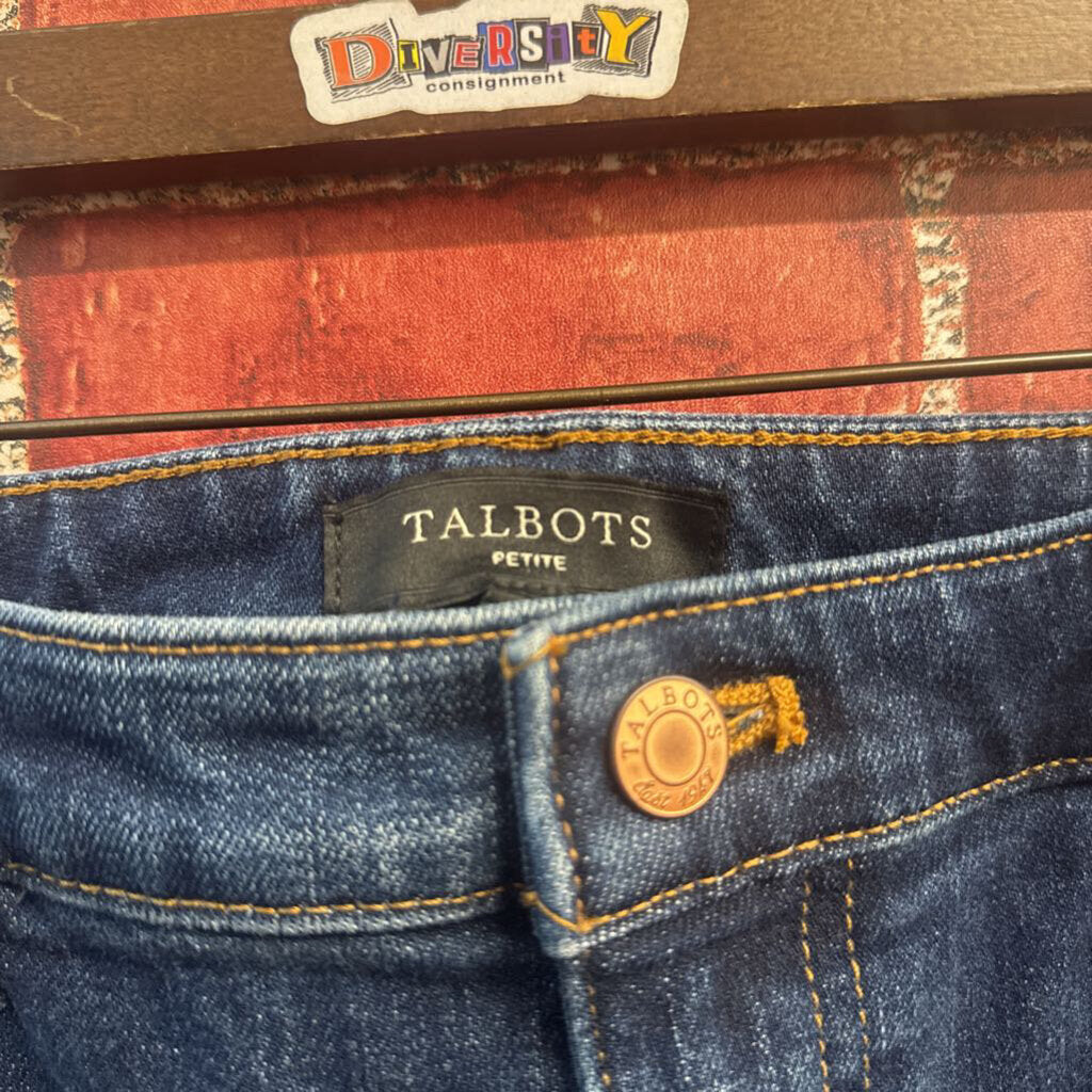 Talbots Jean Skirt Midi Front Slit Blue Size 8P