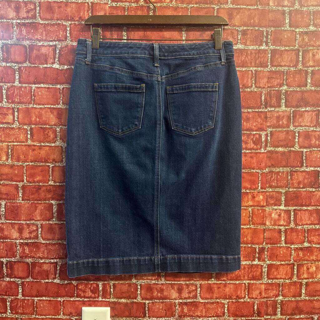 Talbots Jean Skirt Midi Front Slit Blue Size 8P