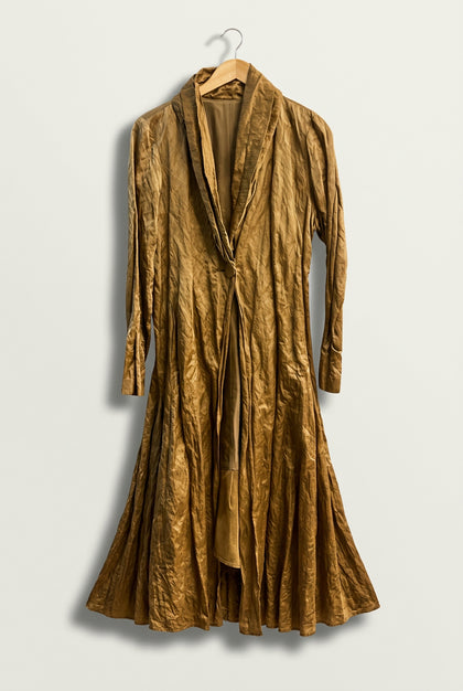Eileen Fisher Gold Tone Full Length Coat Ladies Size L