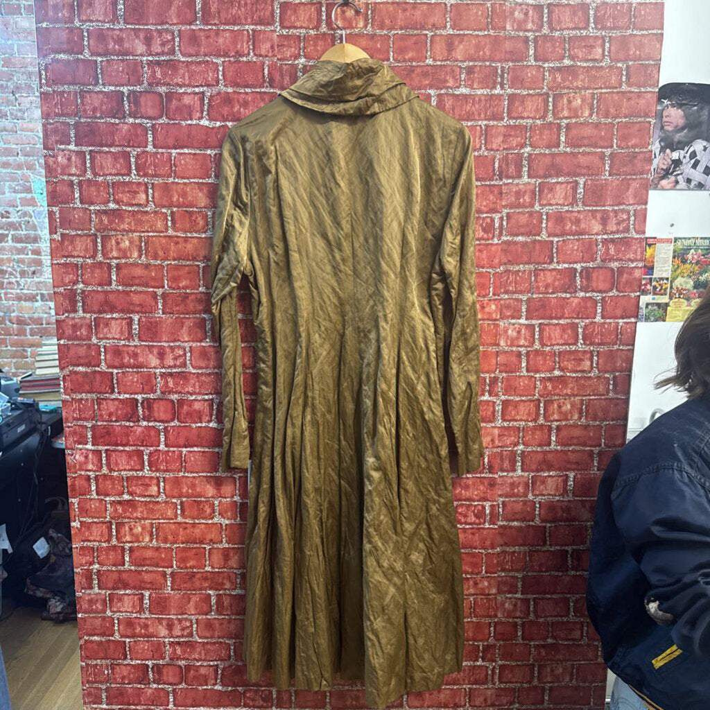 Eileen Fisher Gold Tone Full Length Coat Ladies Size L