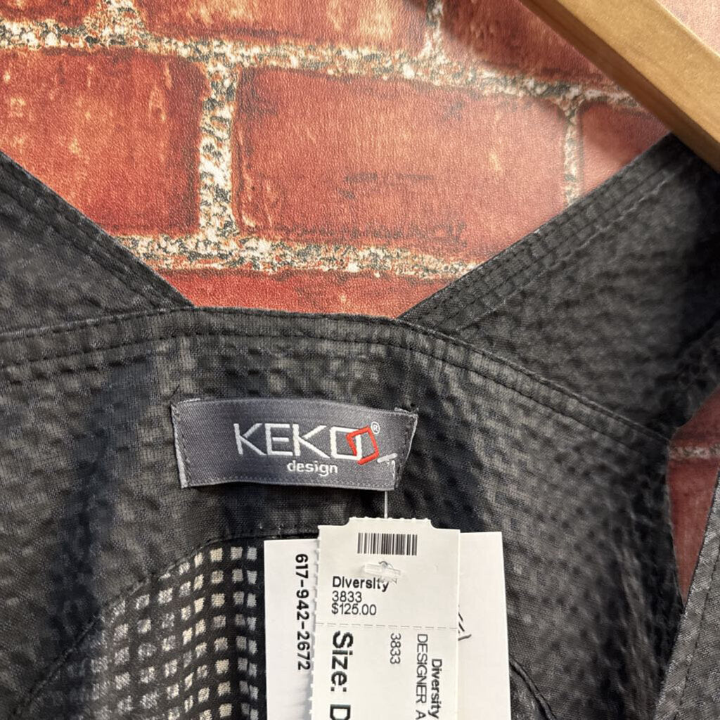 Kekoo Midi Dress Pleated Black & White Ladies Size 3 (L)