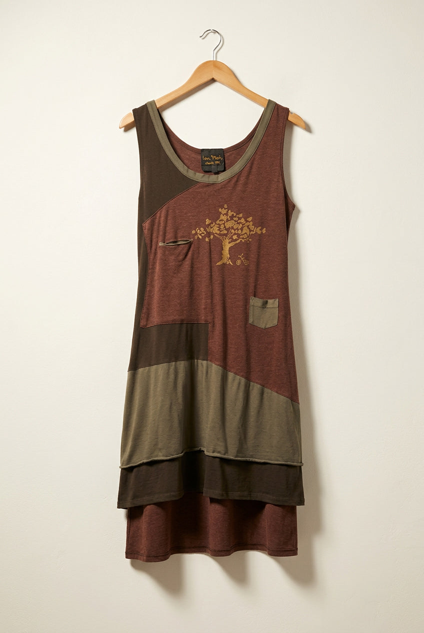 Ian Mosh Tree Graphic Tiered Midi Dress Ladies Size L