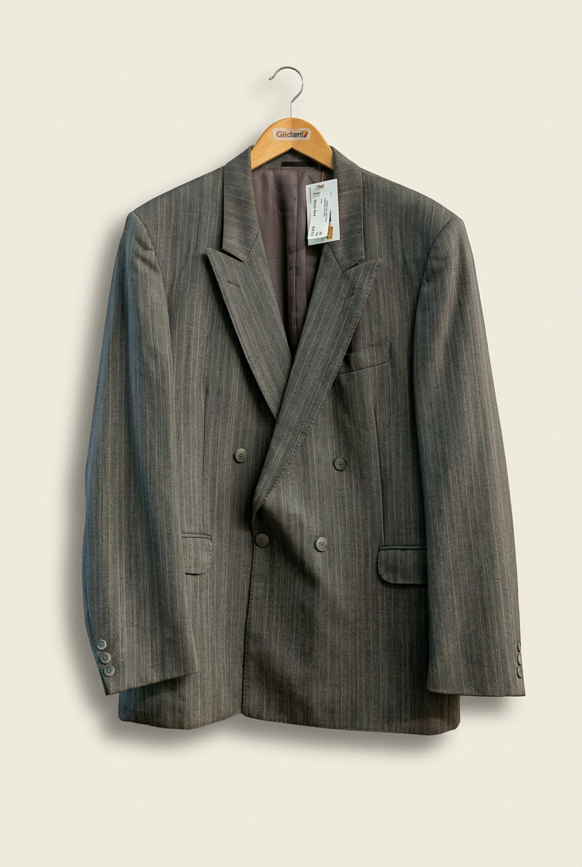 Jean-Claude Vivace Blazer Jacket Wool Pinstripes Grey/Blue Men’s Size XL