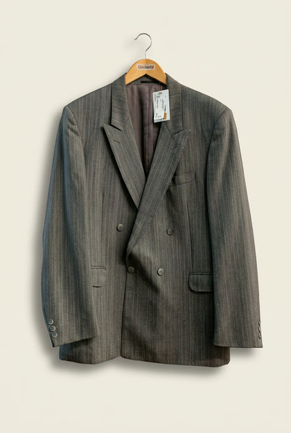 Jean-Claude Vivace Blazer Jacket Wool Pinstripes Grey/Blue Men’s Size XL