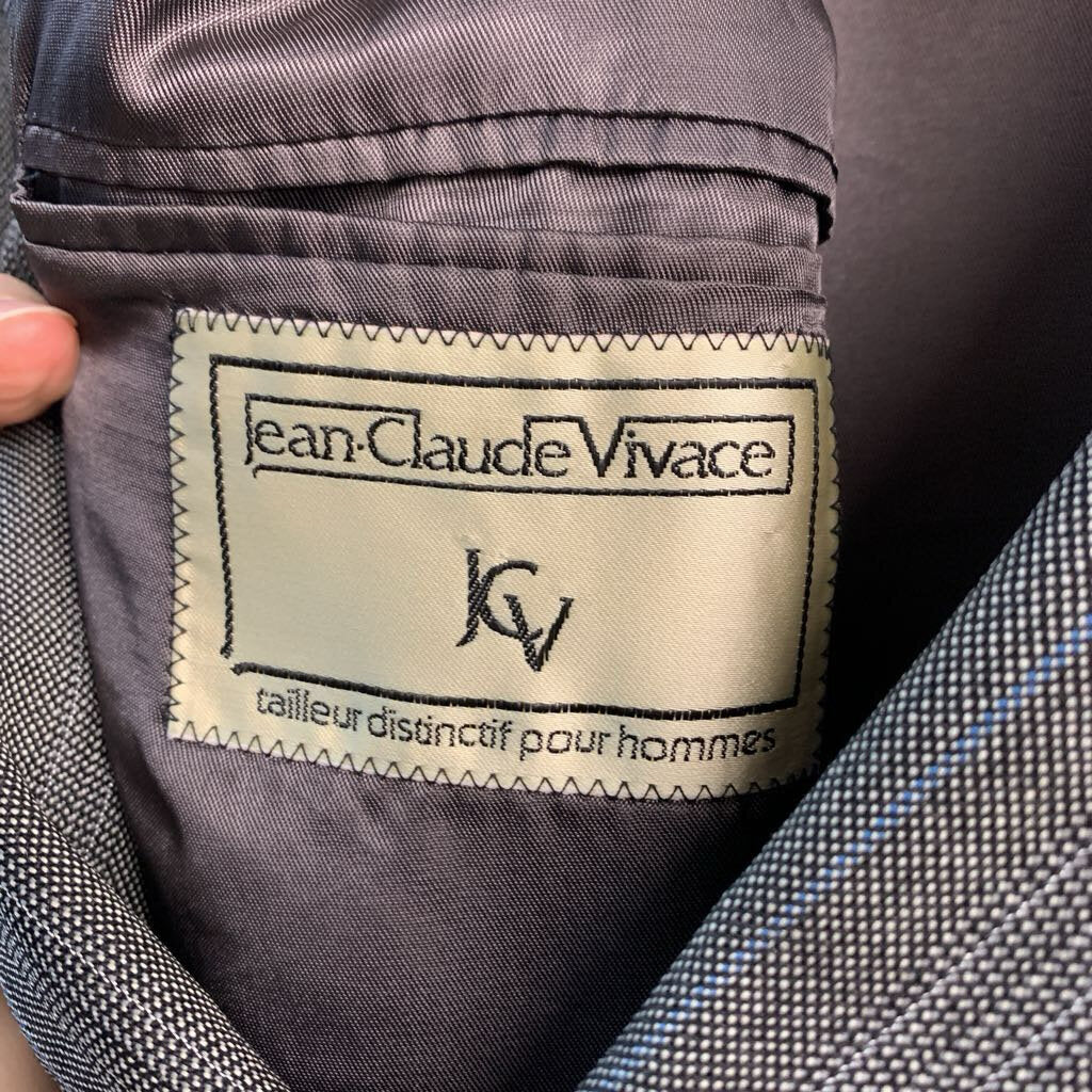 Jean-Claude Vivace Blazer Jacket Wool Pinstripes Grey/Blue Men’s Size XL