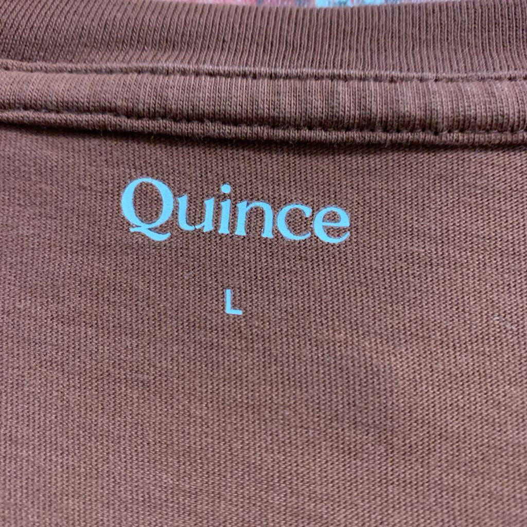 Quince Tee V Neck Brown Ladies Size L