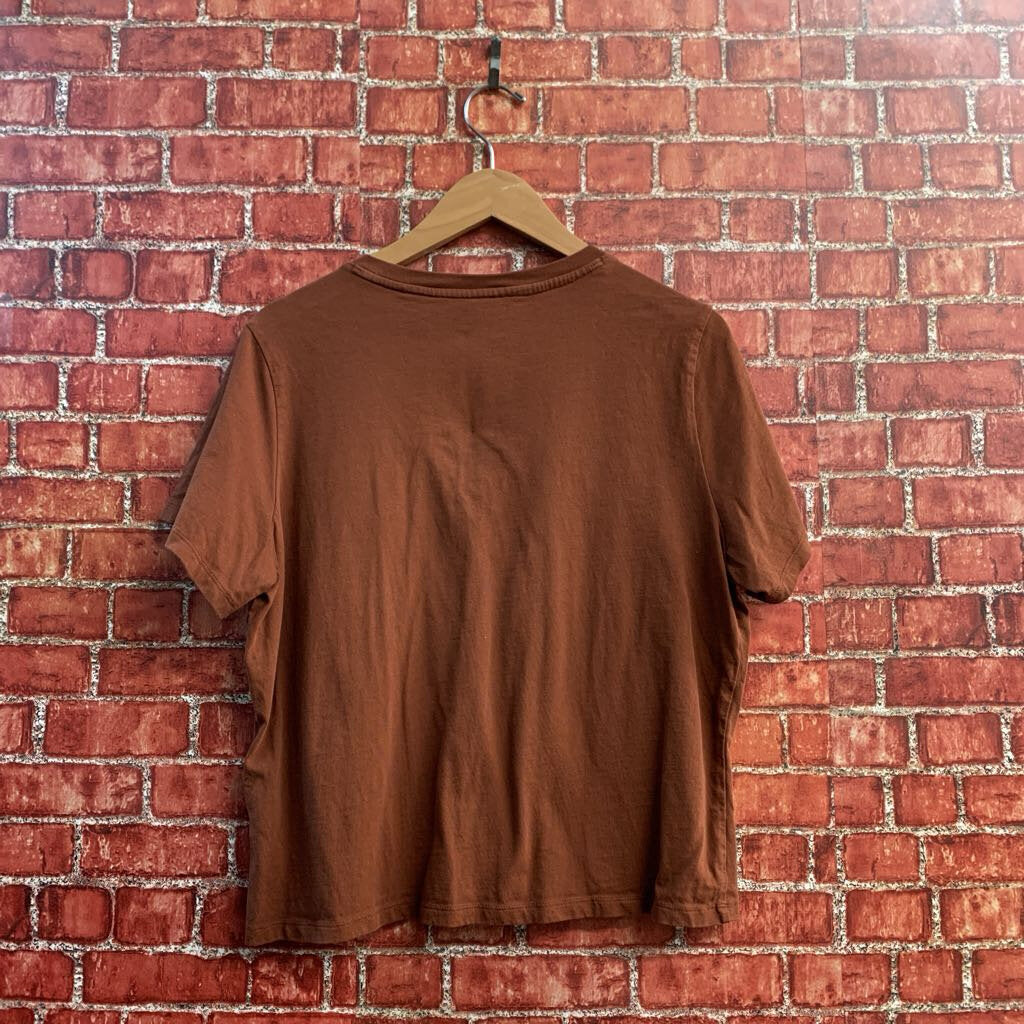 Quince Tee V Neck Brown Ladies Size L
