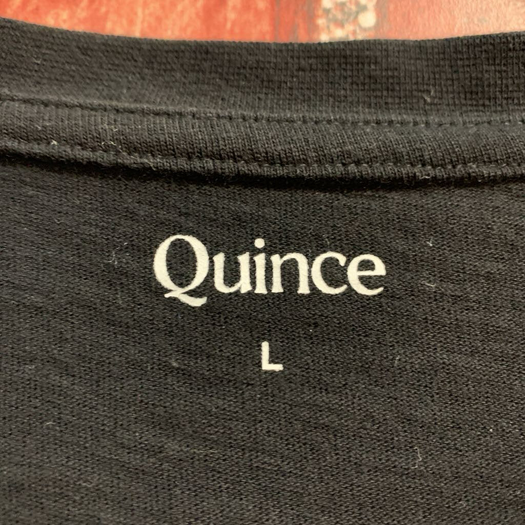 Quince Tee V Neck Black Ladies Size L
