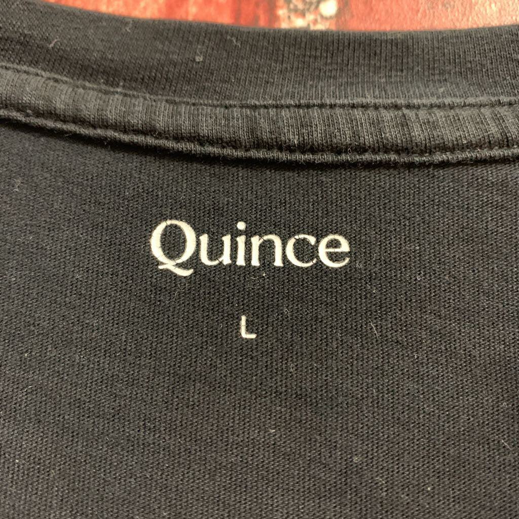 Quince Tee V Neck Black Ladies Size L