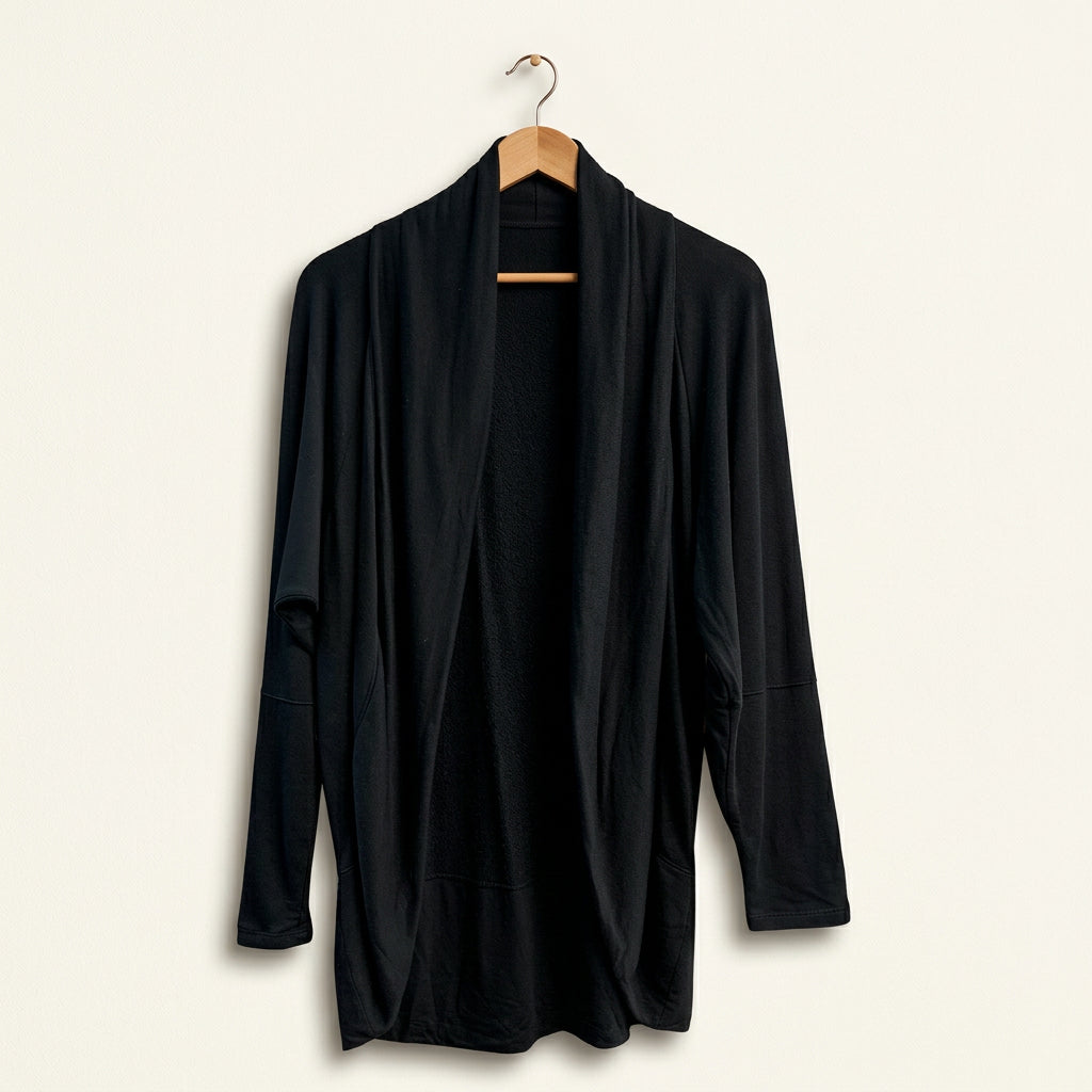 Threads 4 Thought Cardigan Fleece Open Black Ladies Size M