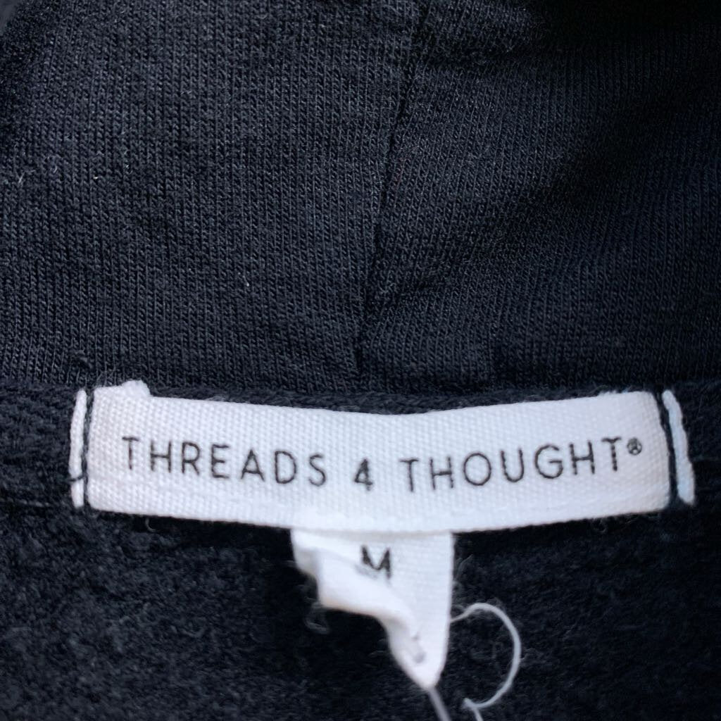 Threads 4 Thought Cardigan Fleece Open Black Ladies Size M