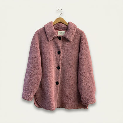 Dylan Lite Jacket Fuzzy Buttons Pink Ladies Size S