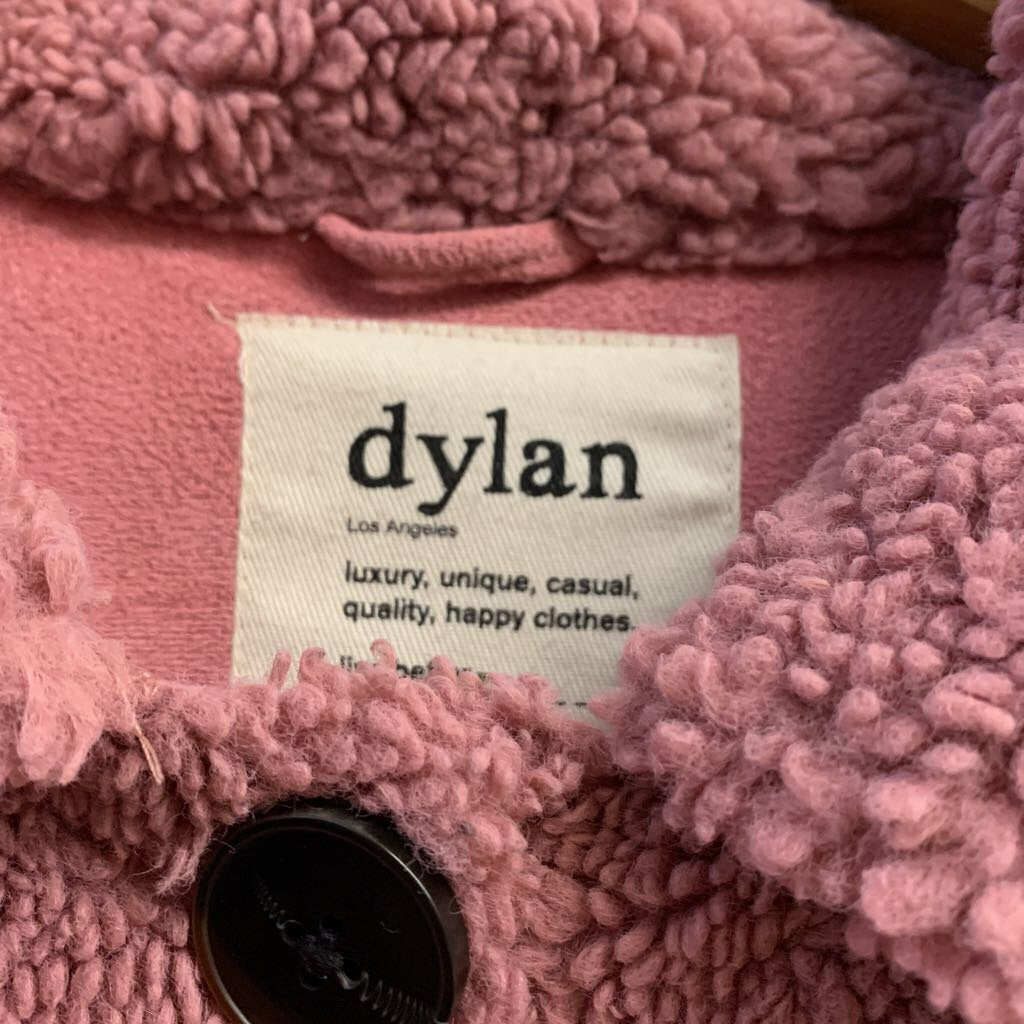 Dylan Lite Jacket Fuzzy Buttons Pink Ladies Size S