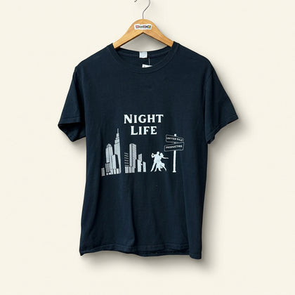 Fruit of the Loom Tee NIGHT LIFE Black/White Men’s Size S