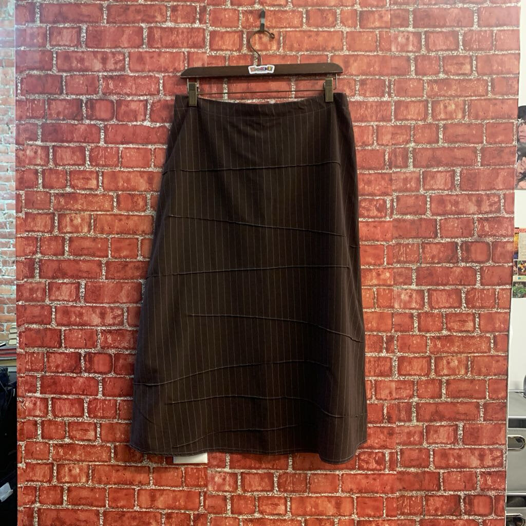 Neesh Brown Pinstripe Midi Skirt Ladies Size M
