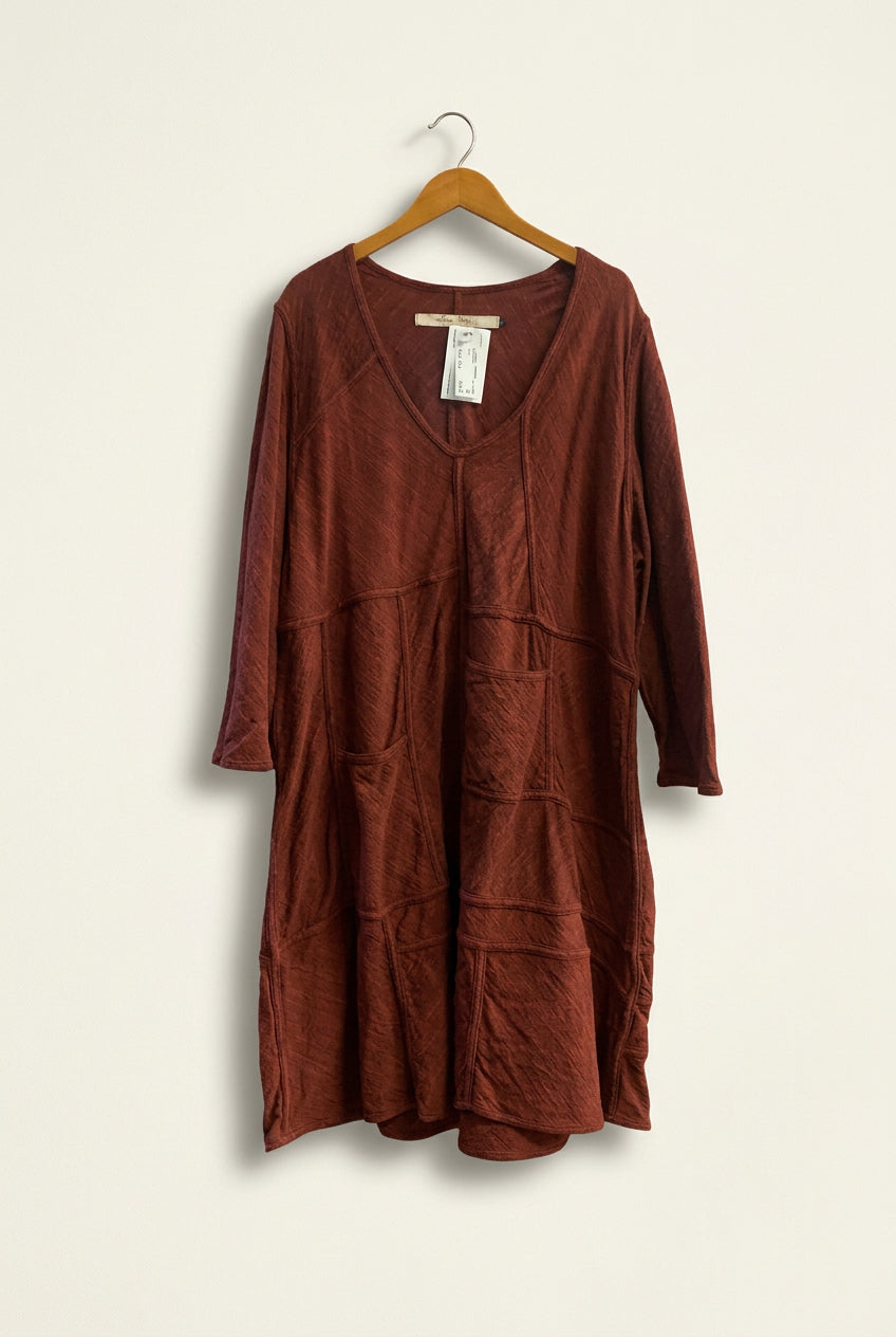 Cynthia Ashby Burgundy LS Midi Dress Ladies Size XL