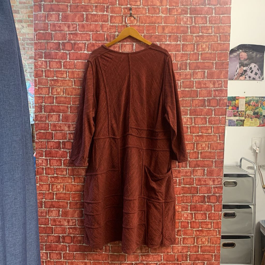 Cynthia Ashby Burgundy LS Midi Dress Ladies Size XL