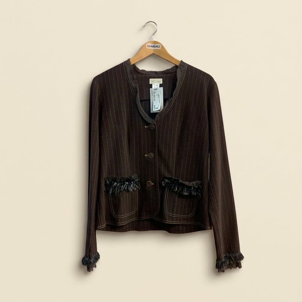 Neesh DAR Brown Pinstripe Jacket Ladies Size M