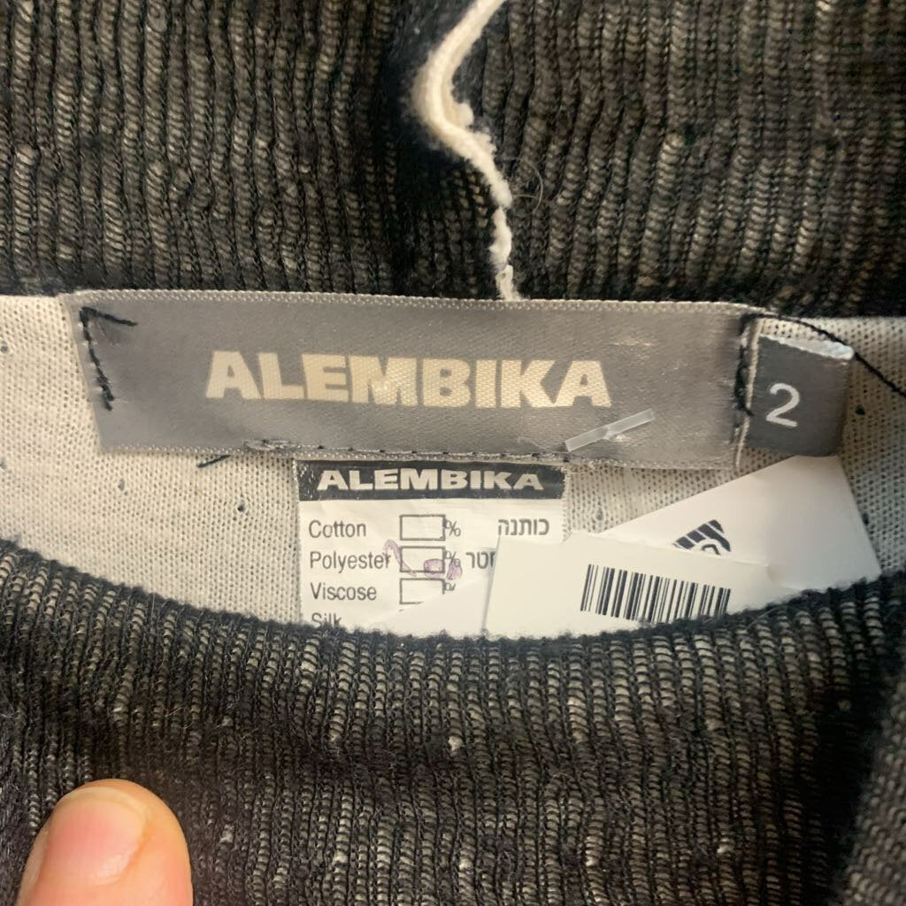 Alembika Multi Pattern And Texture Charcoal Black Midi Dress Ladies Size 2